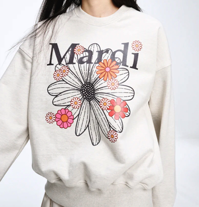 Mardi Mercredi（マルディメクルディ）・ホワイトの花柄スウェット