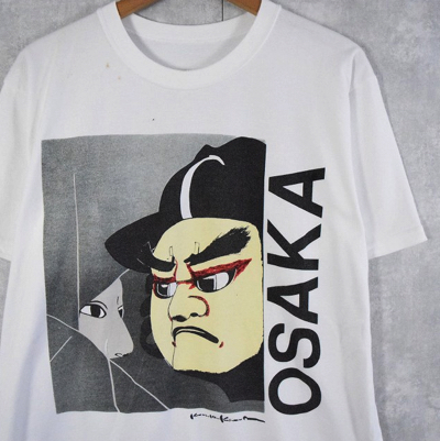 木村光佑 JAPAN製 "OSAKA" アートプリントTシャツ 90年代・ホワイトのプリントTシャツ