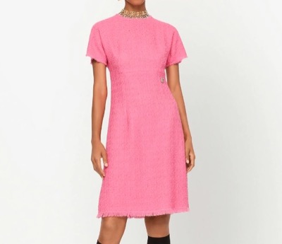 Dolce & Gabbana /ショートスリーブ ツイードミニドレス ピンクのミニスカートワンピース