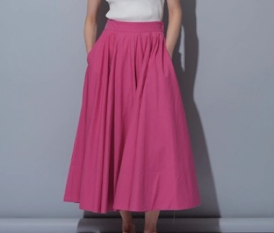 CADUNEピンクのフレアスカート
