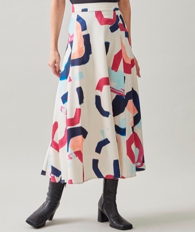 RUMCHE / POPPINアートプリントスカートカラフルなプリント柄フレアスカート