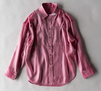 MAISON SPECIAL（メゾンスペシャル）ピンクのシアーシャツ