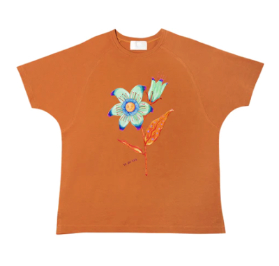 VL BY VEE（ヴィーエル・バイ・ウィー）オレンジの花柄半袖Tシャツ