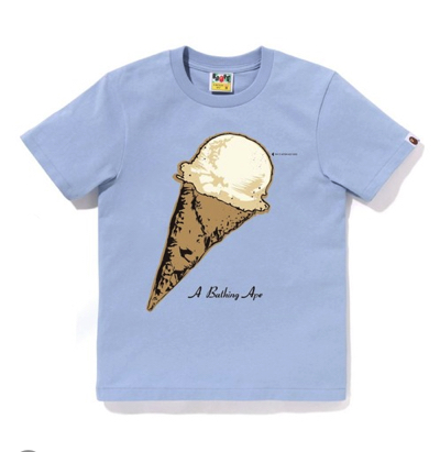 A BATHING APE（アベイシングエイプ）ライトブルーのアイスクリームプリント半袖Tシャツ