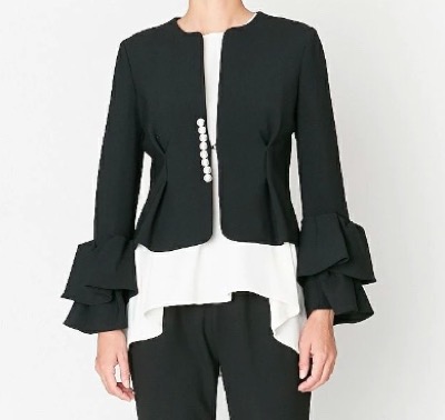 YOKO CHANパールデザインのブラックジャケット