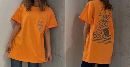 GYDA (ジェイダ)オレンジのプリント半袖Tシャツ