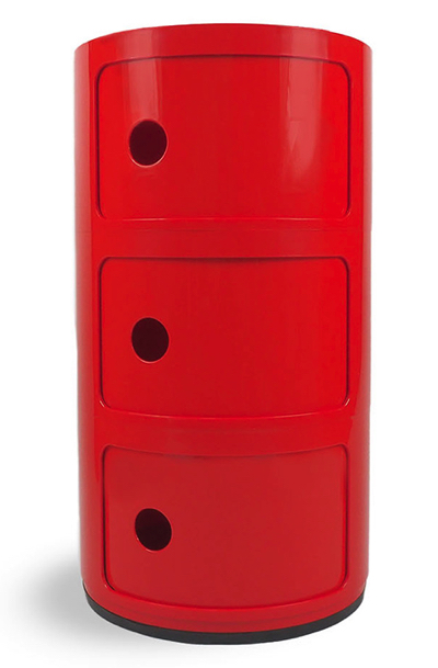 Kartell（カルテル）赤色の3段収納ボックス