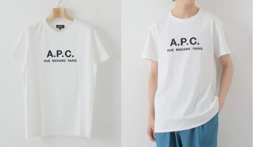 APCAPCのホワイトロゴ半袖Tシャツ