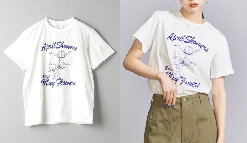 BEAUTY & YOUTH UNITED ARROWSホワイトのプリント柄Tシャツ
