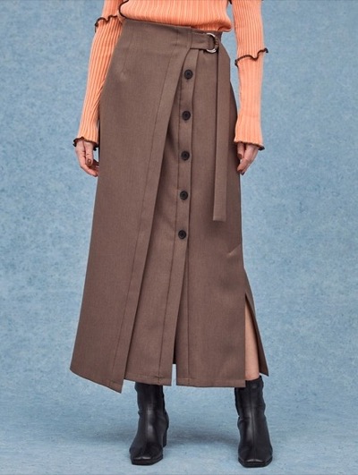 PUBLIC TOKYOブラウンのレイヤードデザインスカート