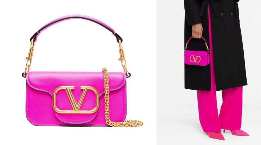 VALENTINO（ヴァレンティノ）ピンクのVロゴショルダーミニバッグ