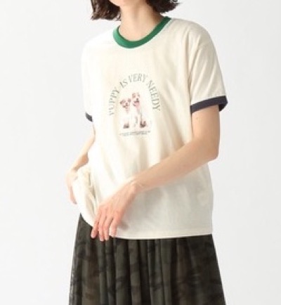 ニコアンド犬ちゃんプリントTシャツ