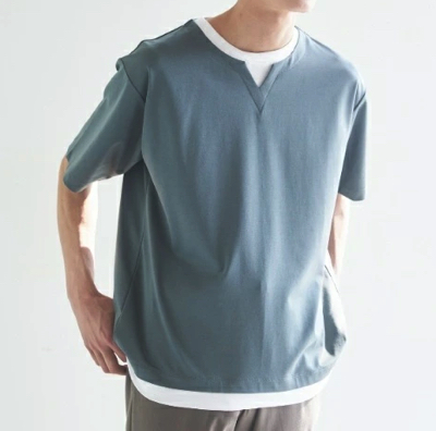 THE SHOP TK（ザ ショップ ティーケー）ブルーグリーンの半袖Tシャツ