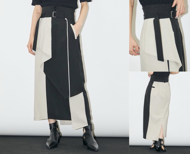 UNITED TOKYO ブラックとホワイトの配色スカート