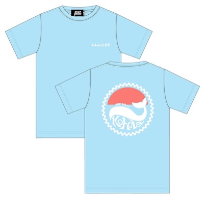 真夏のシンデレラ×over print Kohola TEEブルーのクジラプリントTシャツ