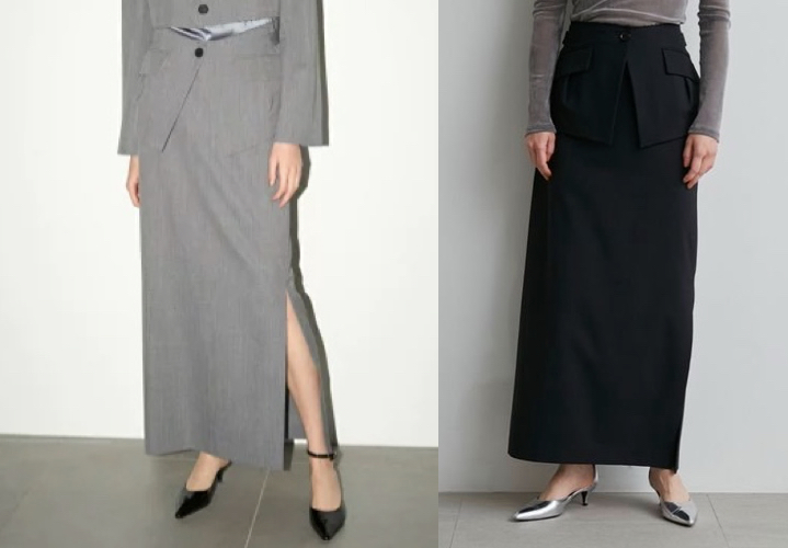 styling/ホワイトのロングタイトスカート