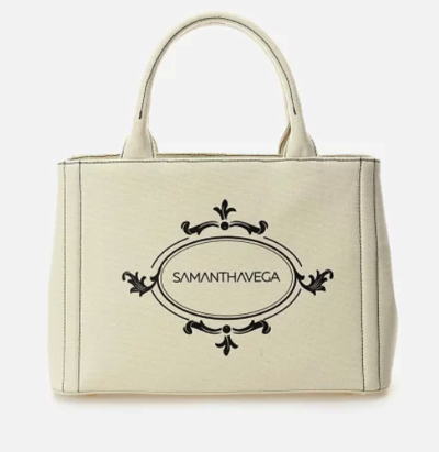 SAMANTHAVEGA（サマンサベガ）オフホワイトのロゴトートバッグ