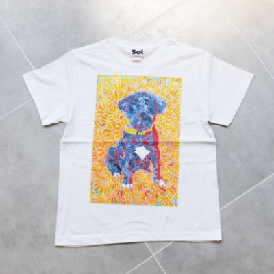 sol（ソル）ホワイトの犬プリントTシャツ