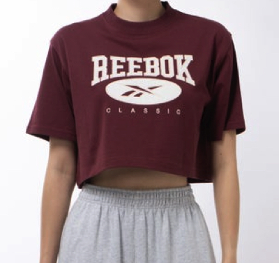 Reebok（リーボック）ボルドーのロゴ半袖Tシャツ