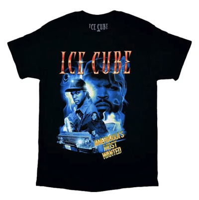 Ice Cube（アイスキューブ）ブラックのプリント半袖Tシャツ