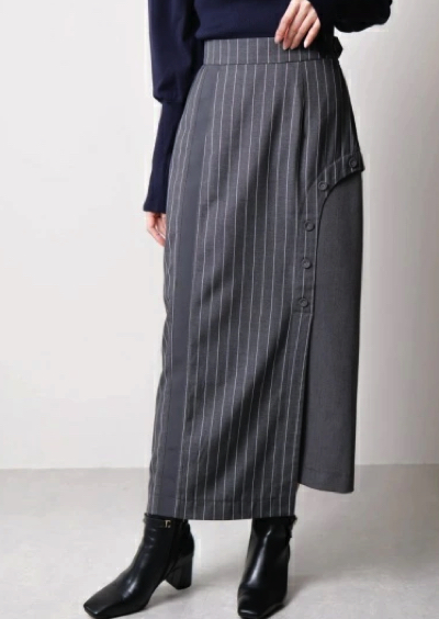 LADYMADE（レディメイド）チャコールグレーのストライプタイトスカート