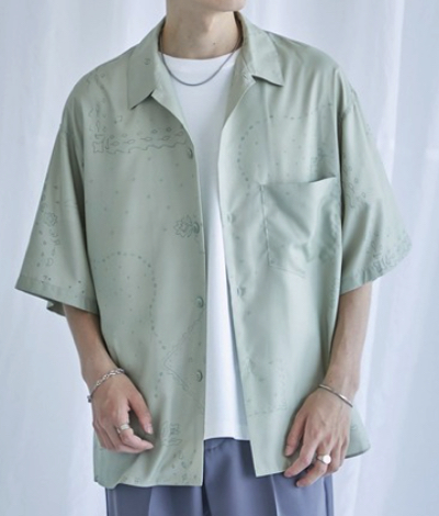 PUBLIC TOKYO（パブリックトウキョウ）ミントグリーンのバンダナ柄半袖シャツ