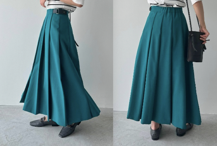lumineグリーンのロングスカート