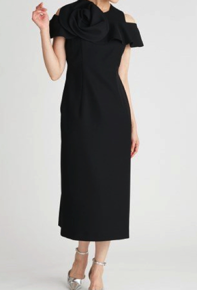 YUMI KATSURA for CELFORD（セルフォード）ブラックのローズドレス / ワンピース