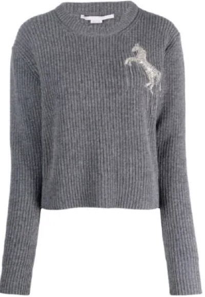 Stella McCartneyグレーのワッペンデザインセーター