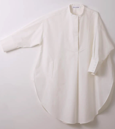 KEYCO（キーコ）ホワイトのノーカラーシャツ