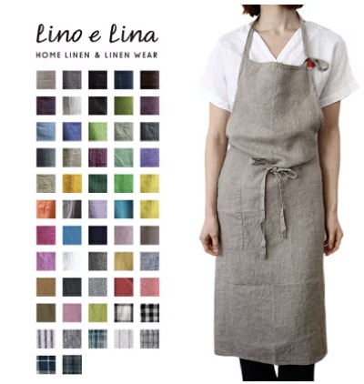 Lino e Linaベージュのリネン素材のエプロン