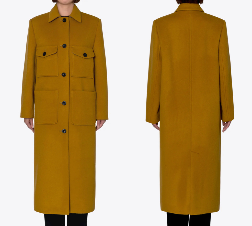 KIWI Wool Long Coat in Ocherキャメルブラウンのロングコート