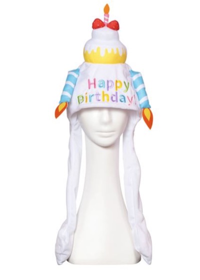 パタパタハット バースデーケーキホワイト系のパーティー帽子