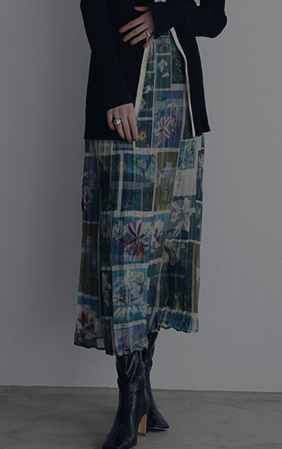 Ameri VINTAGE（アメリビンテージ）フラワーフォトプリントプリーツスカート