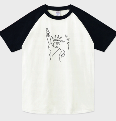 KIMASA白黒の自由の女神プリントTシャツ