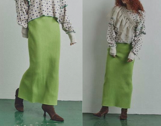 ROSE BUDライトグリーンのスカート