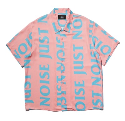 JUST NOISE（ジャストノイズ）ピンクxライトブルーのロゴ半袖シャツ