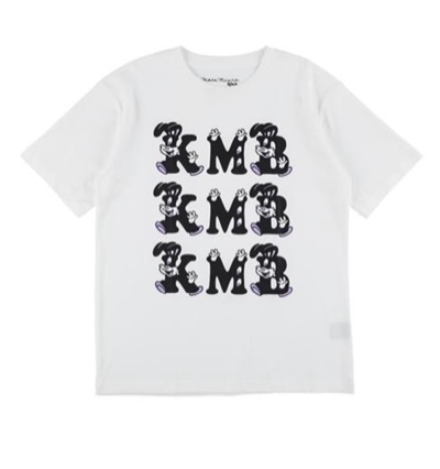 KMB（ケーエムビー）ホワイトのプリントTシャツ
