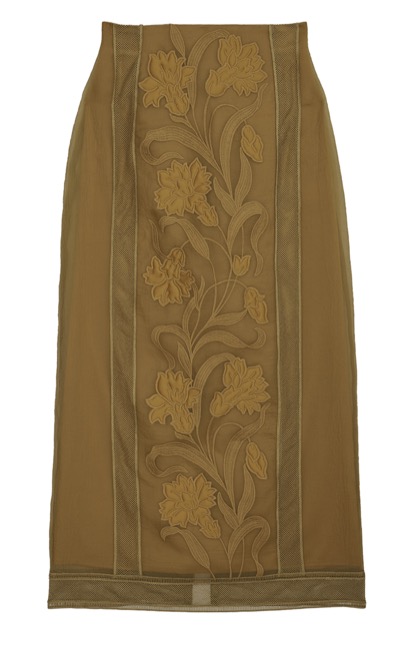 Ameri VINTAGE（アメリ ヴィンテージ）イエローのフラワー刺繍スカート