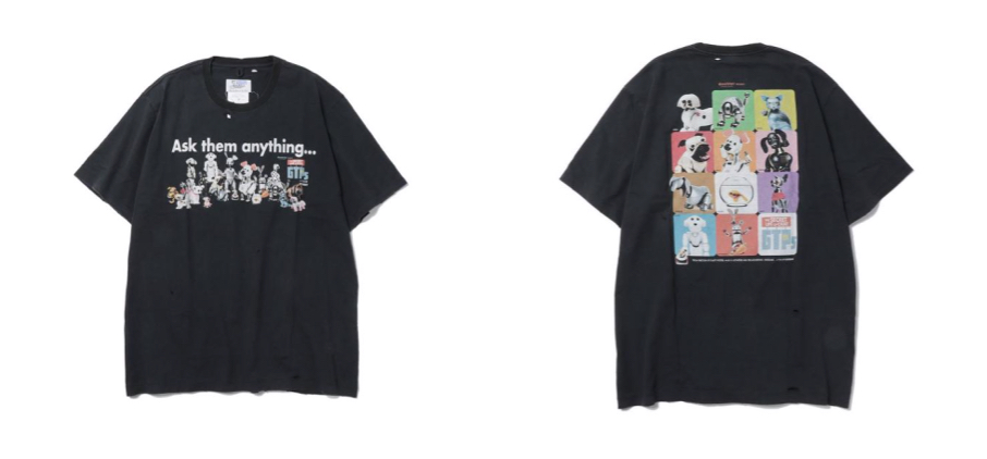 DOUBLET × PZ TODAYブラックのプリント柄Tシャツ