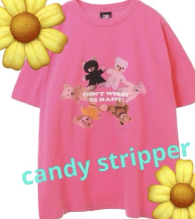 candy stripperピンクのくまちゃんプリントカーディガン