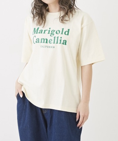 CUBE SUGAR / OE天竺 カットソー ロゴプリント TシャツホワイトのロゴTシャツ