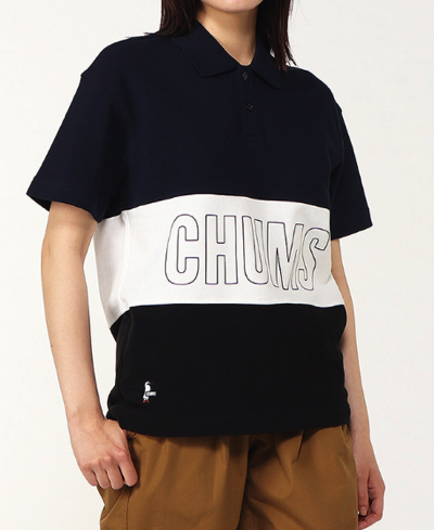 CHUMS（チャムス）ブラックxホワイトのボーダーポロシャツ