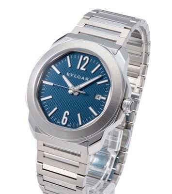 BVLGARI（ブルガリ）シルバーxブルーの腕時計