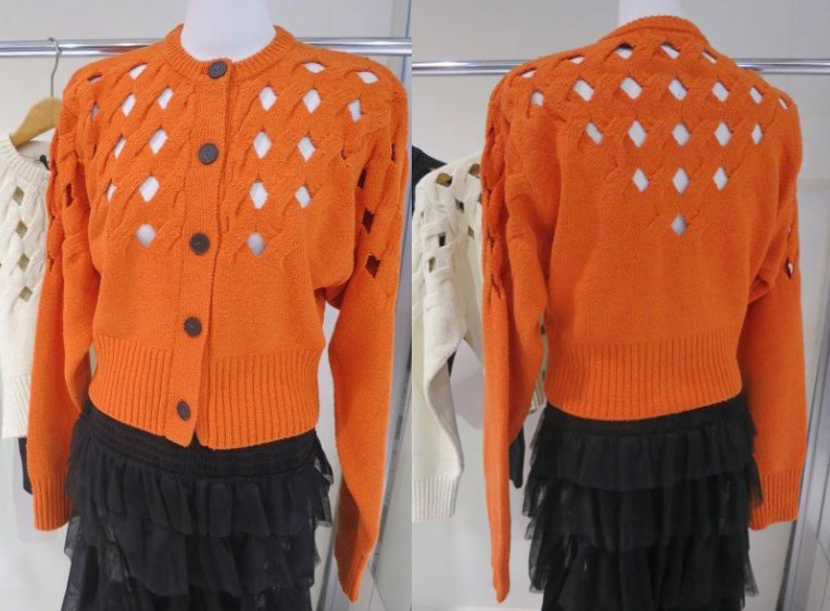 COCO DEALオレンジの透かし編みカーディガン