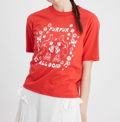 FURFUR（ファーファー）赤い半袖Tシャツ