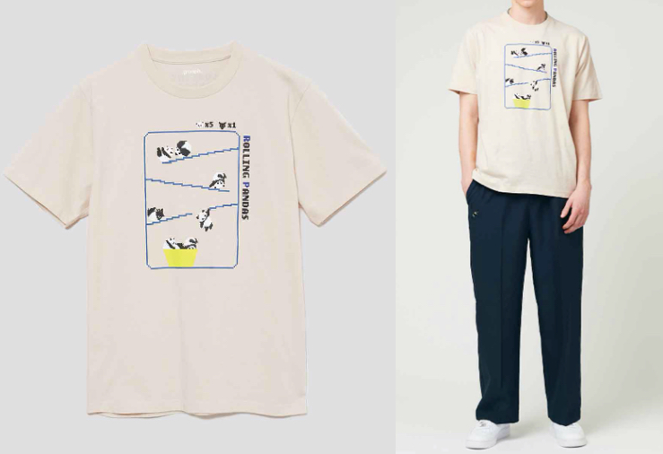 graniphホワイトのプリント柄Tシャツ