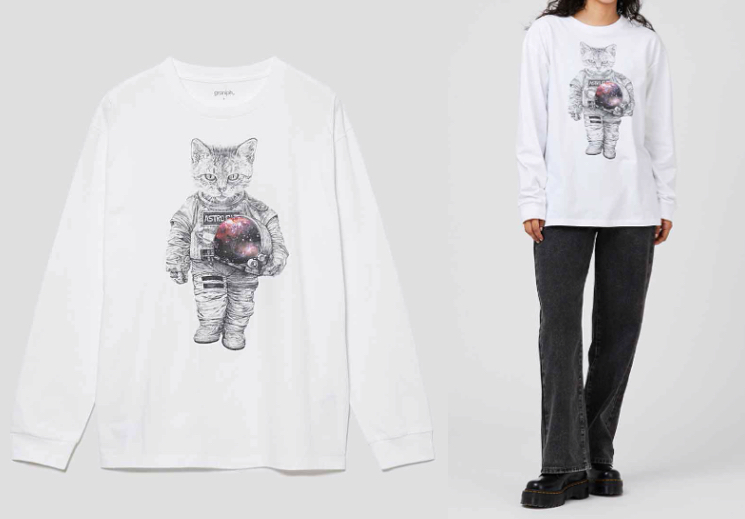 graniph猫ちゃん柄の長袖カットソーTシャツ