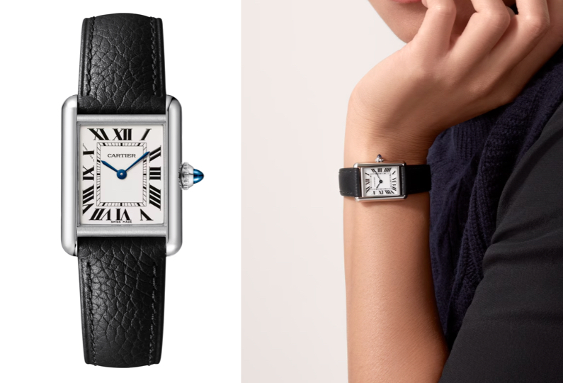 Cartierブラックベルトの腕時計