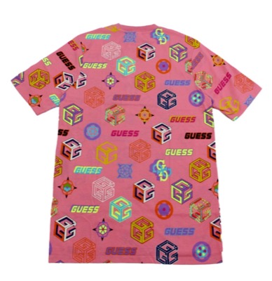 GUESS（ゲス）ピンクの総柄Tシャツ